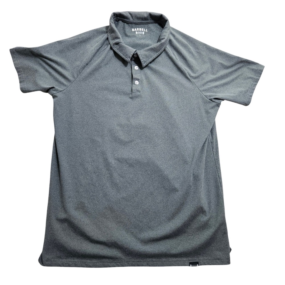 Barbell Apparel Polo Shirt Mens Large Gray Performance Stretch Short Sleeve